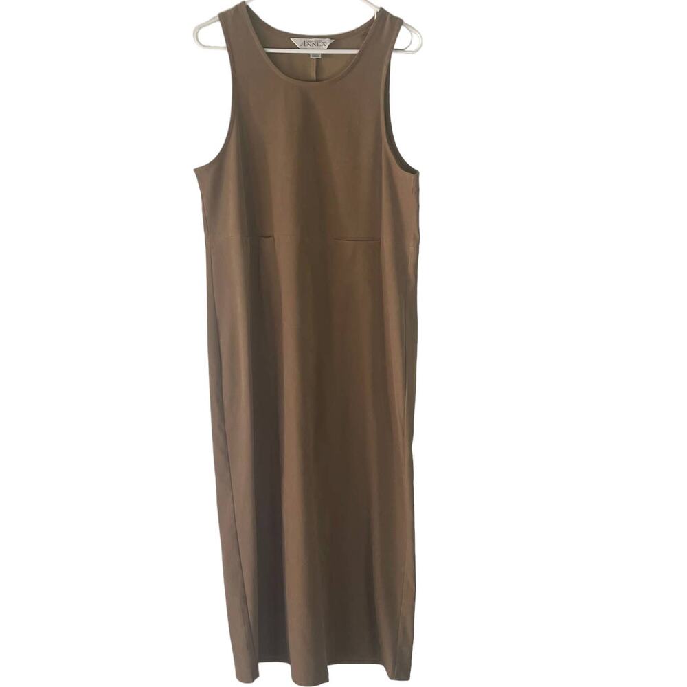 Casual Corner Annex Vintage 90s Women's Size Large 12 Faux Suede Tan Maxi Dress